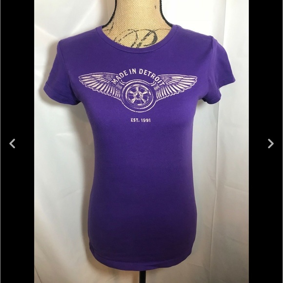 Made In Detroit Purple Winged Tire Logo T-shirt L - Picture 1 of 6